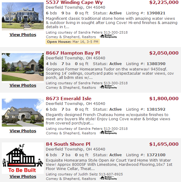 Long Cove Mason, OH Homes for Sale